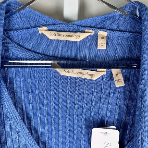 Soft Surroundings Soft Essentials Ribbed Sweater Tank Cardigan Set 3X Blue Stret - Picture 5 of 9
